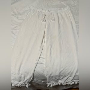 Beach cover up pants, Capri pants, White, Shear/See through